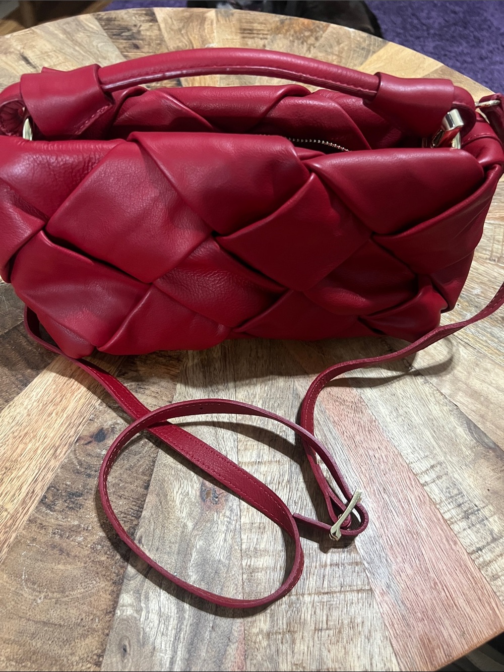 Valentina Fiore Made in Italy Genuine Leather Woven Bag